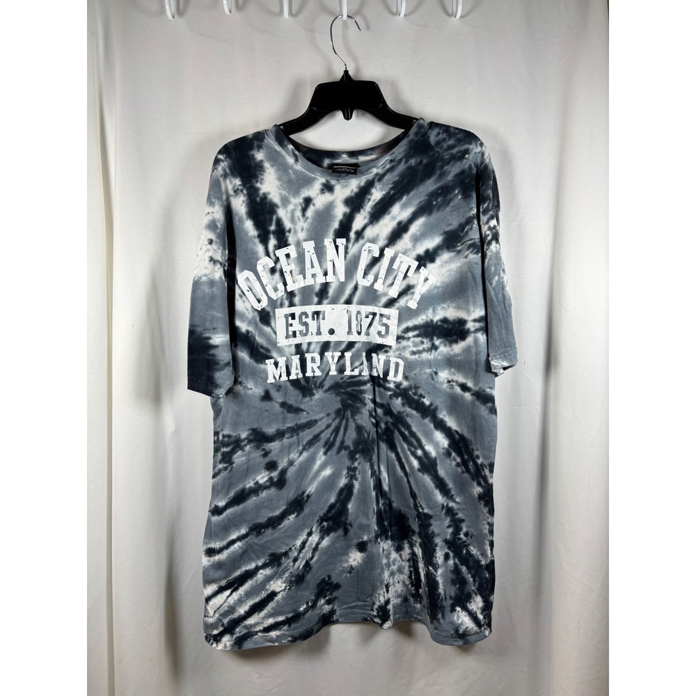 Sunsations Ocean City Maryland Tie Dye T-Shirt Mens 2XL Black‎ Grey Souvenir Tee